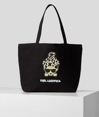 Bolso Karl Lagerfeld lona K/Karlimals con guepardo negro